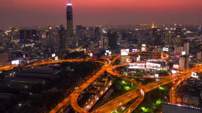 进入曼谷市的高速公路的鸟瞰图
