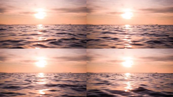 海洋海水中五颜六色的日落天空