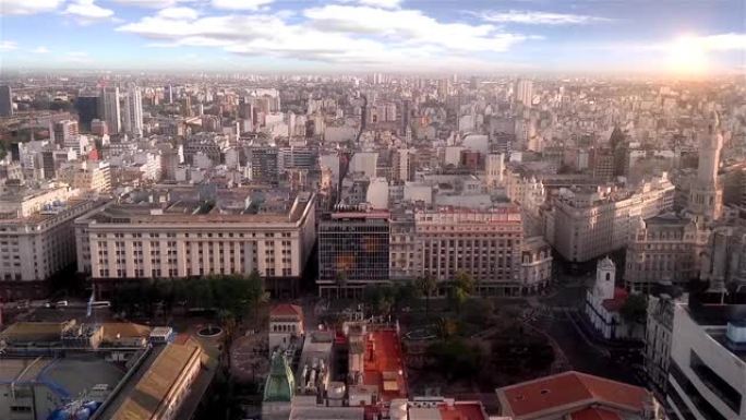 阿根廷布宜诺斯艾利斯。日落时可以看到这座城市。