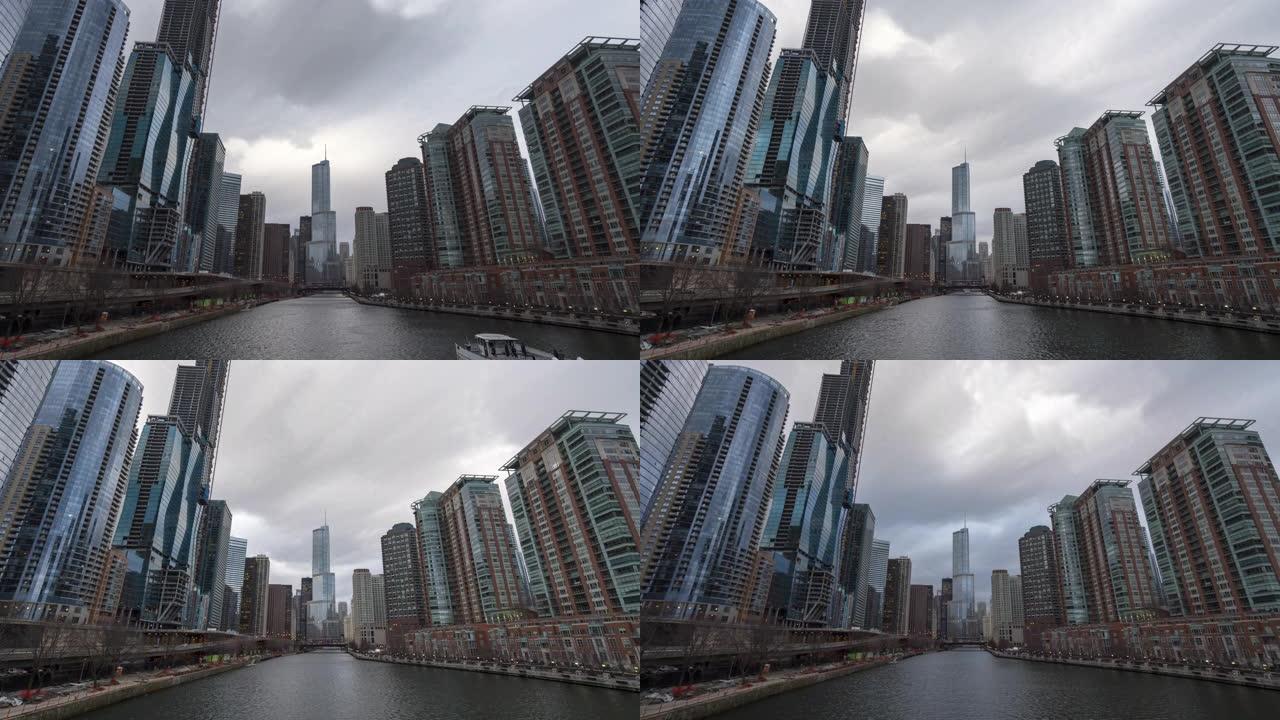 4K UHD延时: 美国芝加哥市的海滨。