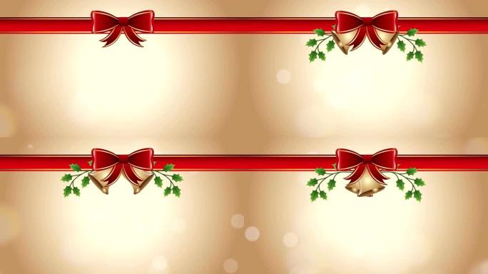 带丝带和铃铛的圣诞快乐动画