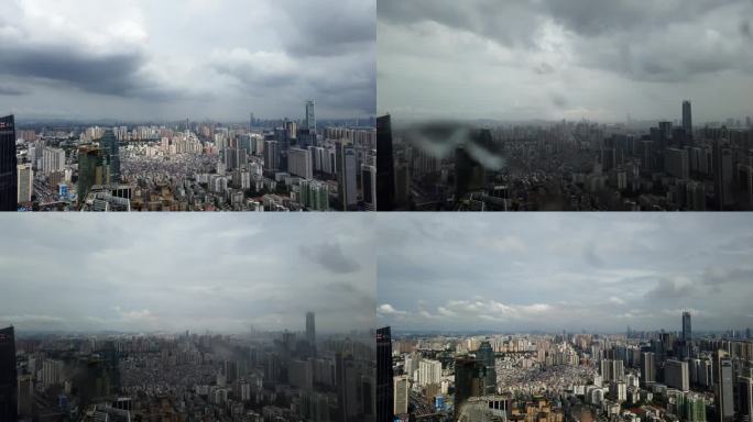 天空云朵流动延时城市摩天大楼