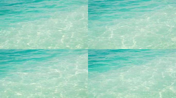 MS全画幅田园诗般的，波光粼粼的热带蓝色海洋，马尔代夫