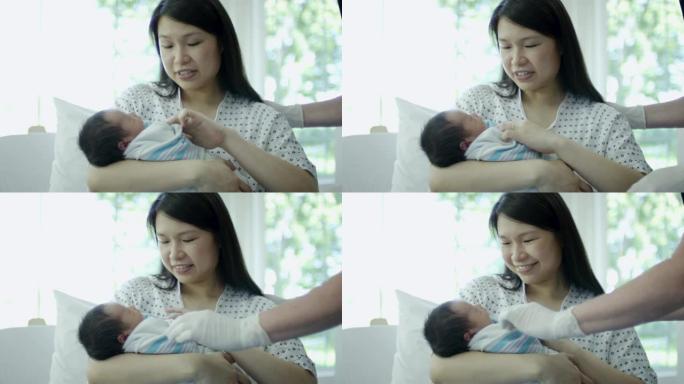 检查婴儿母爱呵护爱护掌上明珠