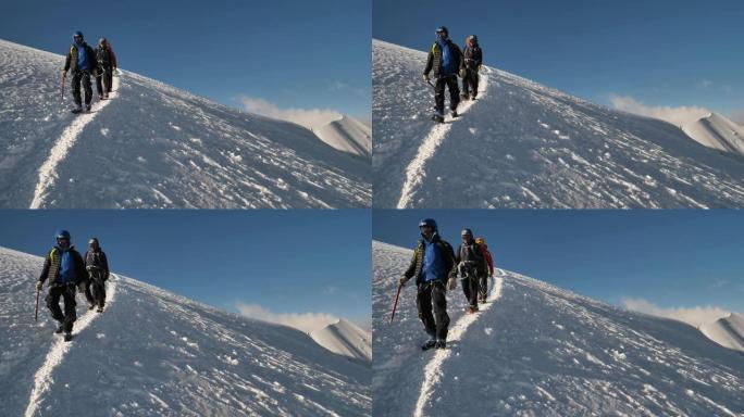 男人从山顶下来成功登顶勇攀高峰获得成功