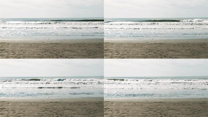 海浪冲击阿根廷海滩。大西洋。