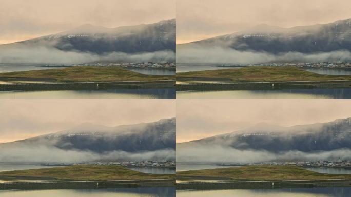 WS风景秀丽的冰岛山城雾