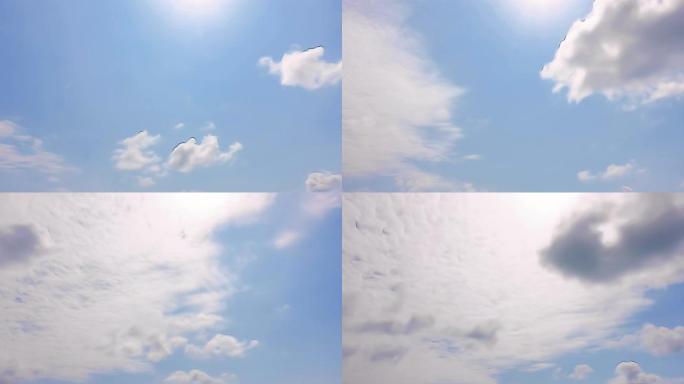 时间流逝: 艺术云在蓝天上移动
