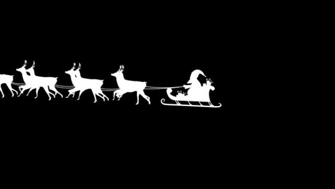 驯鹿拉着雪橇的圣诞老人