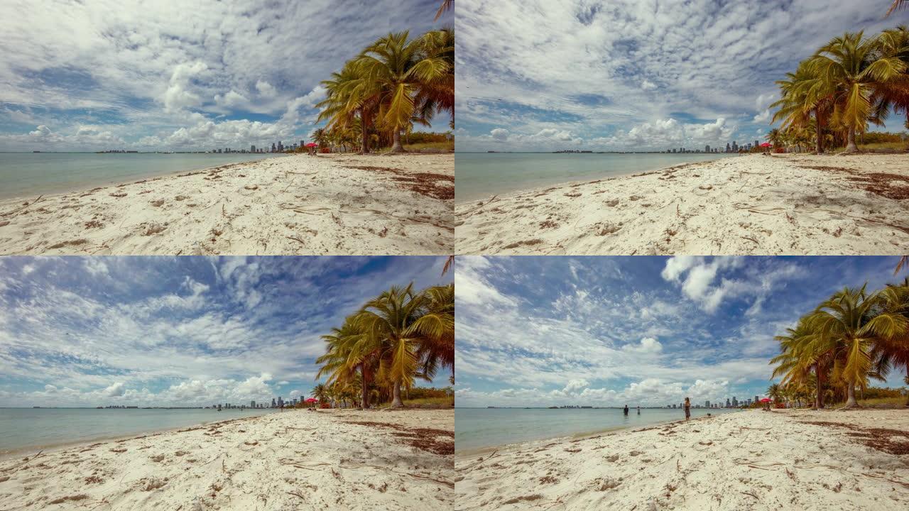 WS Time lapse sunny ocean beach，迈阿密，佛罗里达州