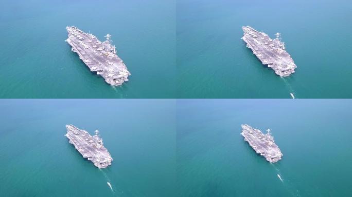 俯视图核动力航空母舰或战列舰海军