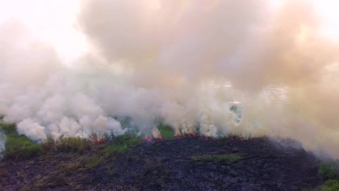 鸟瞰图野火山林防火注意防火火势蔓延