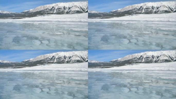关闭，dop: 强风吹过风景秀丽的冰冻的亚伯拉罕湖。