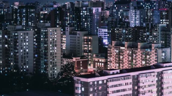 T/L MS HA住宅区夜间/北京，中国