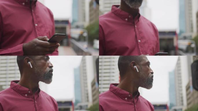 非裔美国人在街上使用手机