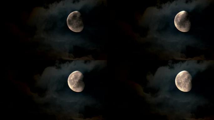 月亮和暴风雨的乌云