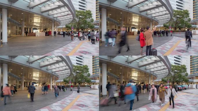 延时: 名古屋中央车站中部日本附近的游客和商人拥挤的行人