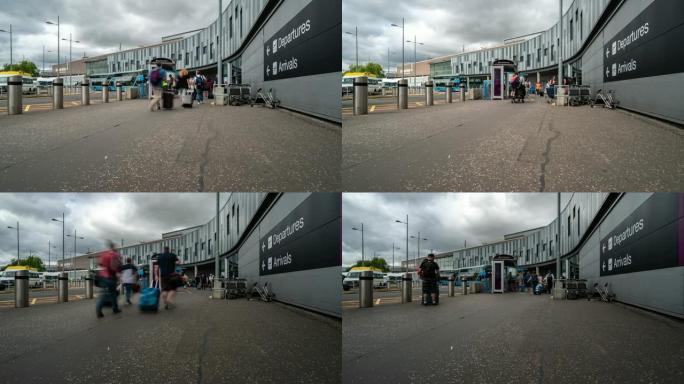 延时: 航站楼外爱丁堡国际机场的旅客人群