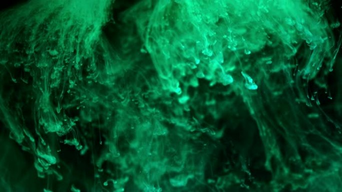 绿色墨滴抽象粒子扭曲动态波浪线条