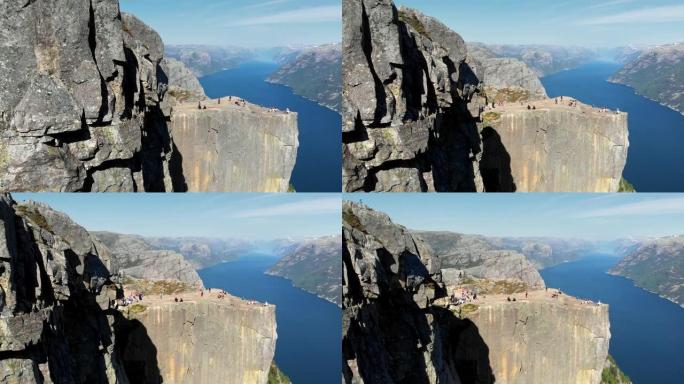 Preikestolen。挪威Lysefjorden的讲坛岩石。4K
