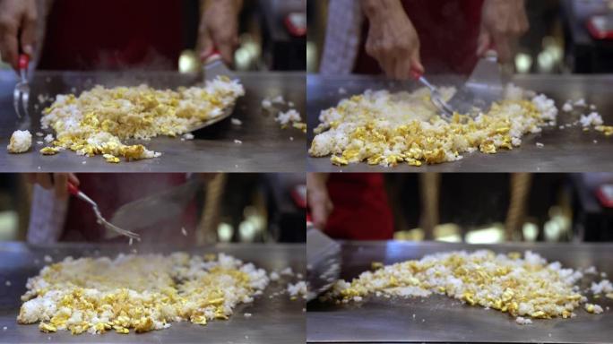 厨师烹饪Chahan Yakimeshi，炒饭日本烧烤铁板烧