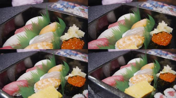 日本寿司传统食物带回家，方便快捷，鲑鱼，ebi虾，章鱼，甜蛋，金枪鱼