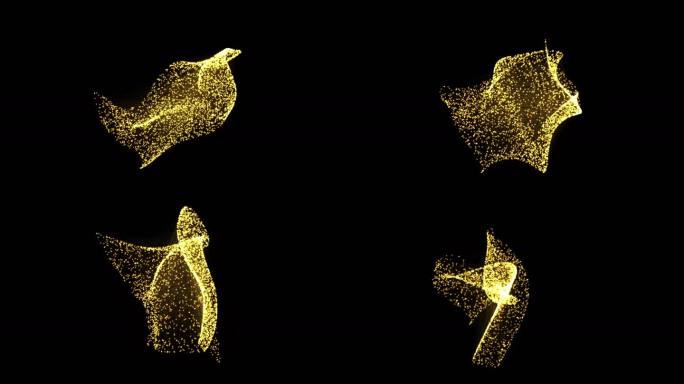 4k抽象粒子背景-金色-透明通道