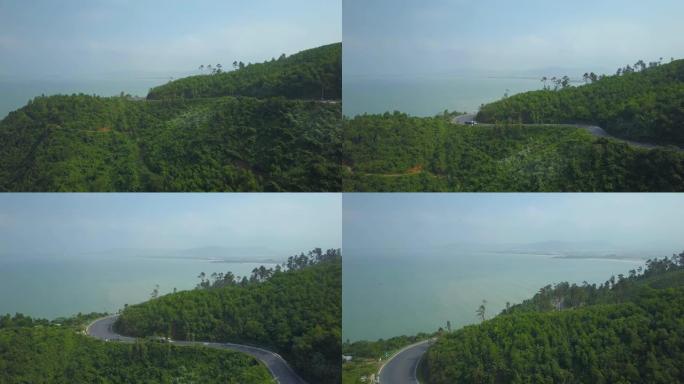 空中: 在越南农村著名的海湾山口飞越茂密的森林。