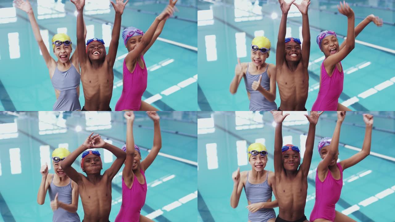 游泳全明星外国人小孩黑人游泳
