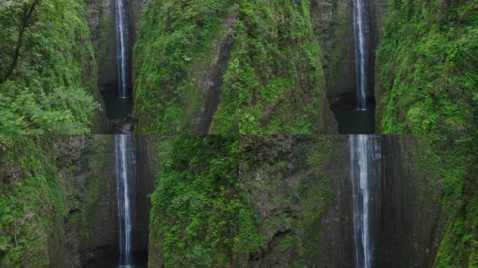 惊人的丛林瀑布高山峰瀑布山脉