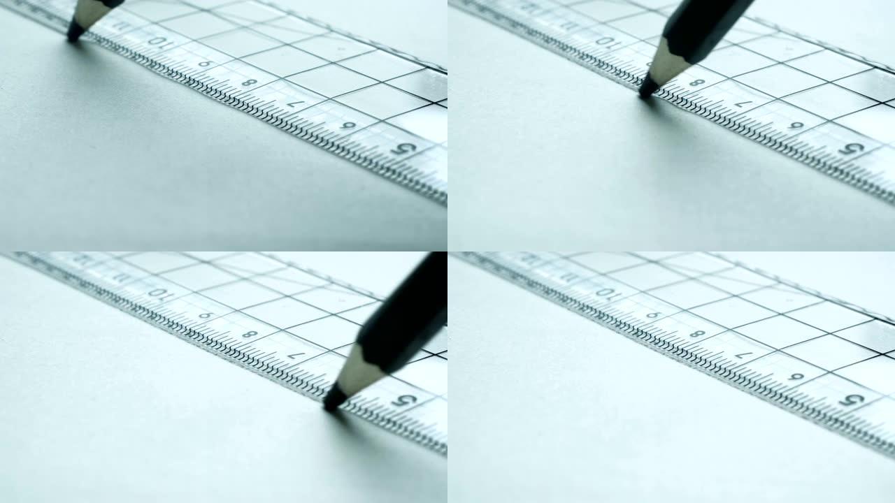 用尺子画一条线画图纸图纸设计工程设计