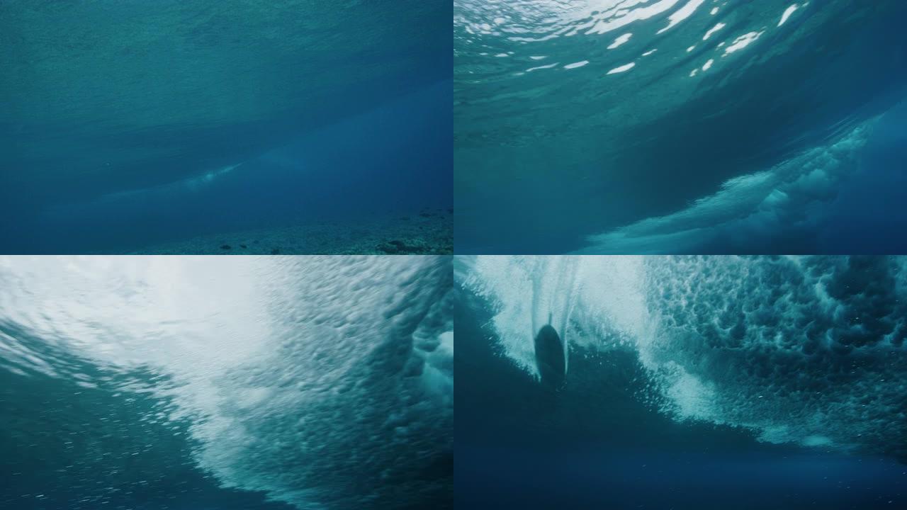 冲浪的海底世界深海大海海洋海浪水底水下