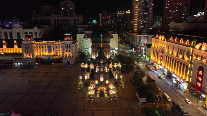 哈尔滨索菲亚大教堂夜景
