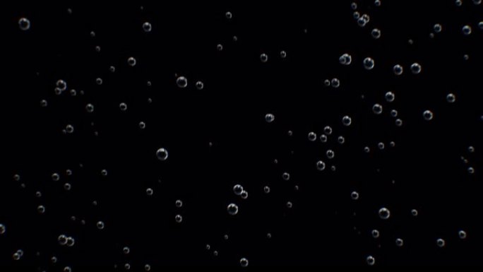 美丽的泡沫上升宏观无缝。香槟倒入和发泡特写玻璃内气泡的循环3d动画。