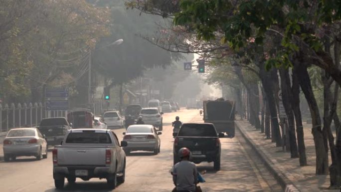 泰国清迈4K T/L交通城市空气污染