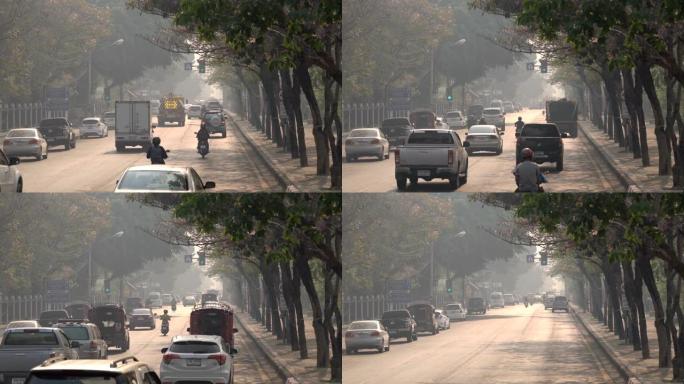 泰国清迈4K T/L交通城市空气污染