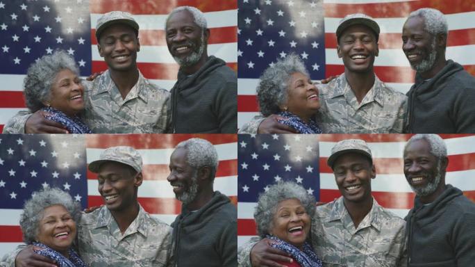一个士兵和他的父母的肖像