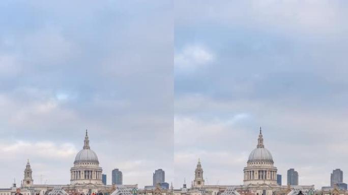 4K V T/L London Millennium Bridge and St. Paul's C