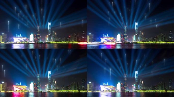 智能城市矩阵夜景特效延时摄影