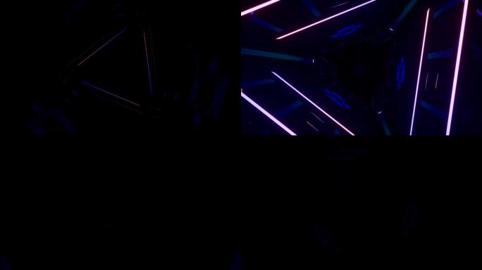 紫色neons制成的三角隧道