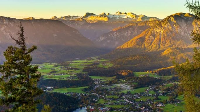 WS时间流逝阳光明媚，风景秀丽的山脉和山谷景观，失败者山，奥地利