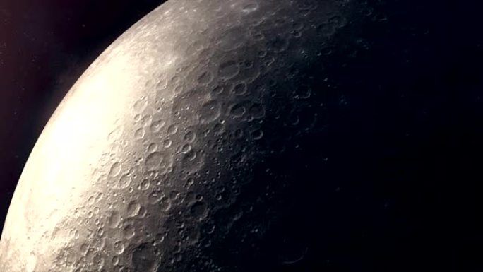 摄像机在月球表面的飞行。