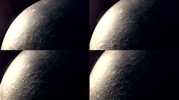 摄像机在月球表面的飞行。