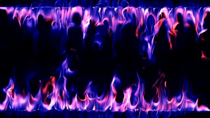 蓝色燃烧的火框蒙版遮罩前景视频框烈火大火