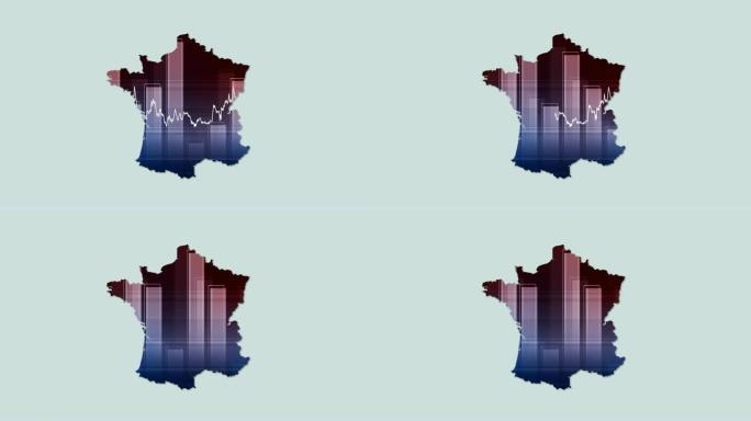 4k法国地图和金融经济背景