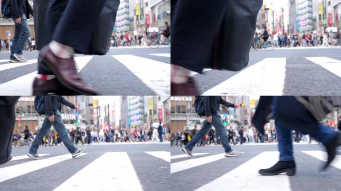涩谷十字路口步行和更多的人在高峰时间，日本东京，慢动作