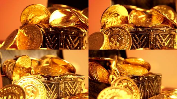 宝箱里的金币宝箱存钱罐储钱计算记账