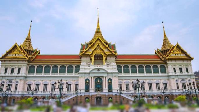 4K.泰国曼谷大皇宫著名景点的时间流逝地标