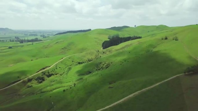 田园诗般的新西兰乡村的空中