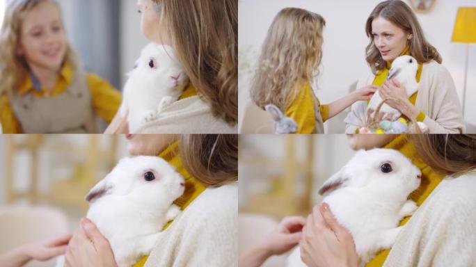 复活节与宠物兔子的家庭顺序